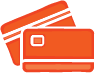 Orange icon depicting two debit cards